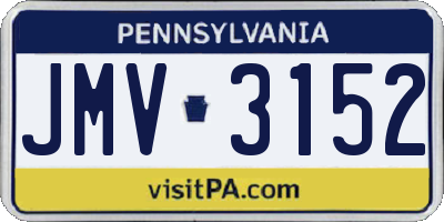 PA license plate JMV3152