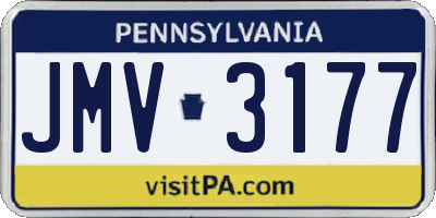 PA license plate JMV3177