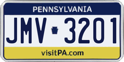 PA license plate JMV3201