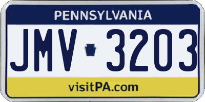 PA license plate JMV3203