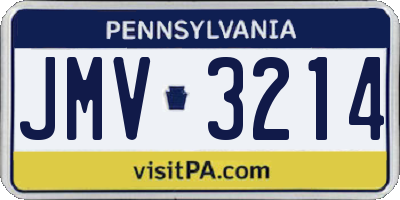 PA license plate JMV3214