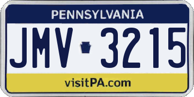 PA license plate JMV3215