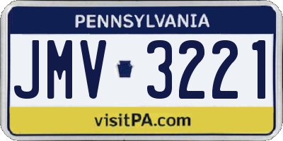 PA license plate JMV3221