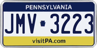 PA license plate JMV3223