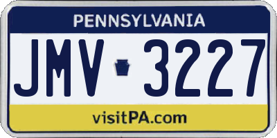 PA license plate JMV3227
