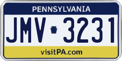 PA license plate JMV3231