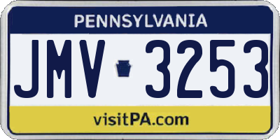 PA license plate JMV3253
