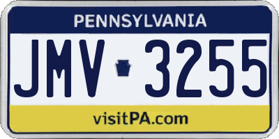 PA license plate JMV3255