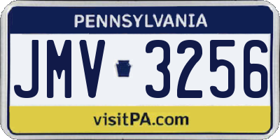 PA license plate JMV3256