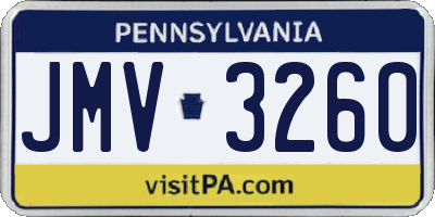 PA license plate JMV3260