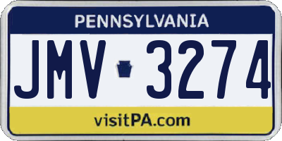 PA license plate JMV3274