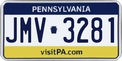 PA license plate JMV3281
