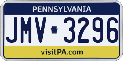 PA license plate JMV3296