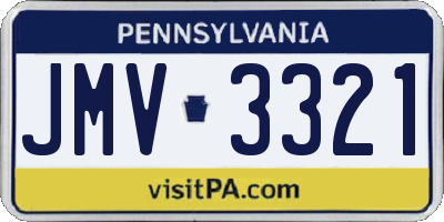 PA license plate JMV3321