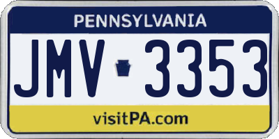 PA license plate JMV3353
