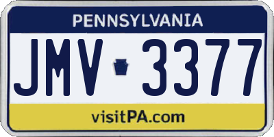 PA license plate JMV3377