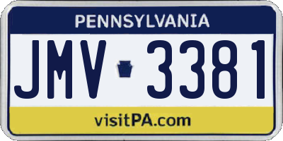 PA license plate JMV3381