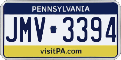 PA license plate JMV3394