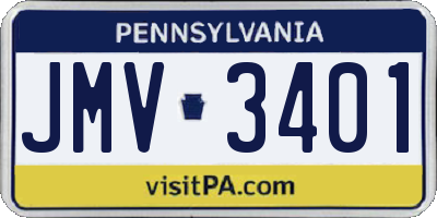 PA license plate JMV3401