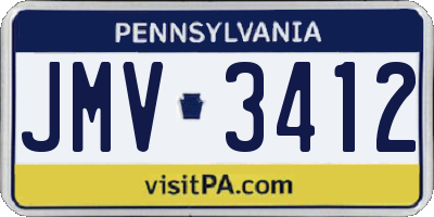 PA license plate JMV3412