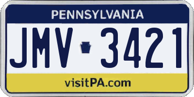 PA license plate JMV3421