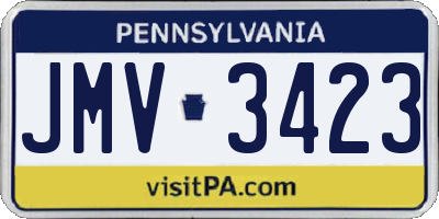 PA license plate JMV3423