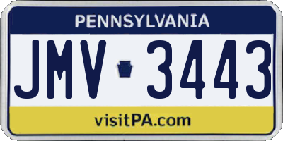 PA license plate JMV3443