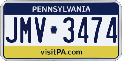 PA license plate JMV3474