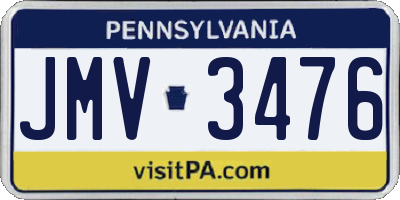 PA license plate JMV3476