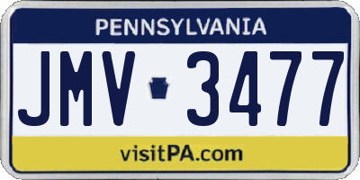 PA license plate JMV3477