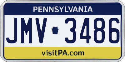 PA license plate JMV3486