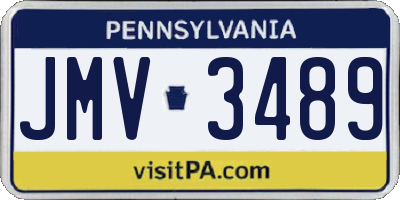 PA license plate JMV3489