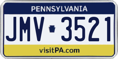PA license plate JMV3521