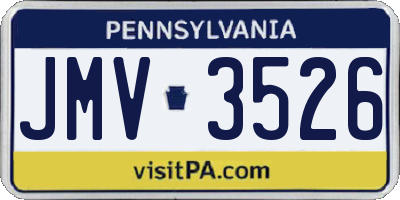 PA license plate JMV3526