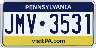 PA license plate JMV3531