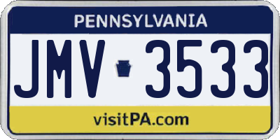 PA license plate JMV3533