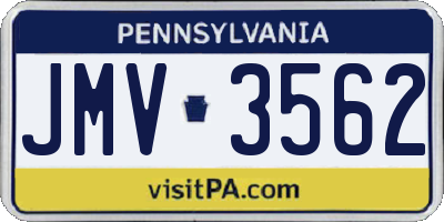 PA license plate JMV3562