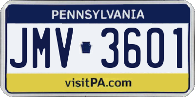 PA license plate JMV3601