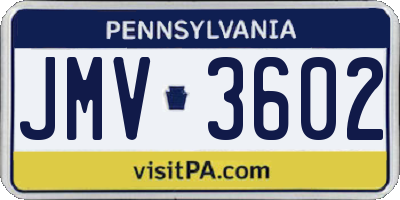 PA license plate JMV3602