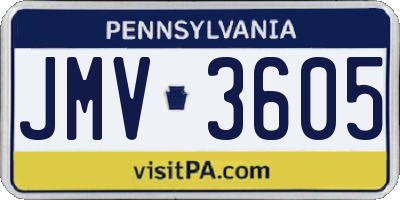 PA license plate JMV3605