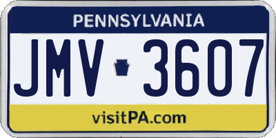 PA license plate JMV3607