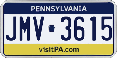 PA license plate JMV3615