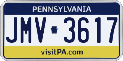 PA license plate JMV3617