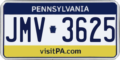 PA license plate JMV3625