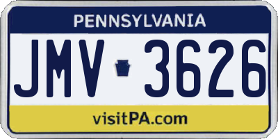 PA license plate JMV3626