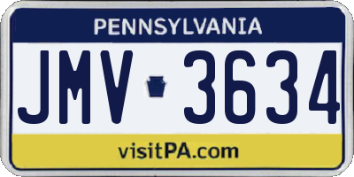 PA license plate JMV3634