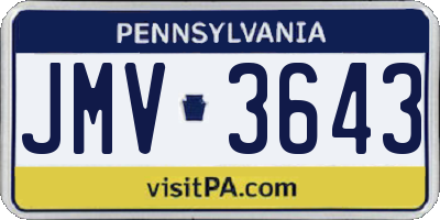 PA license plate JMV3643