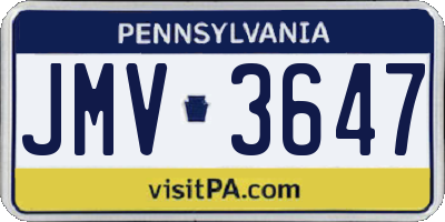 PA license plate JMV3647