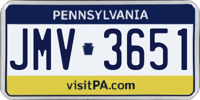PA license plate JMV3651