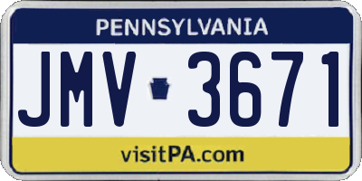 PA license plate JMV3671